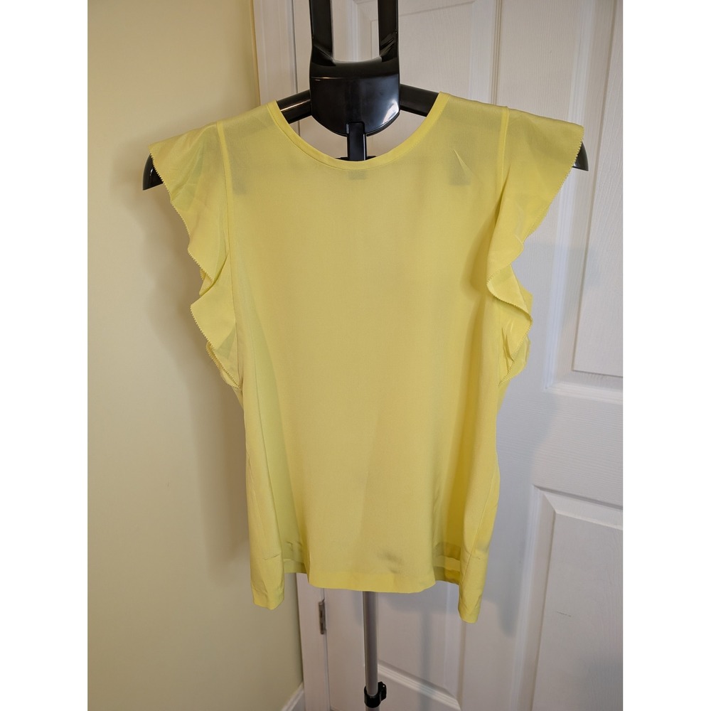Kate Spade Silk Frill Shell Ruffle Cap Sleeve Lime Blouse NWT - Size S